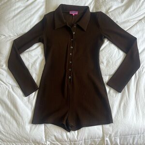 edikted Brown Long sleeve Romper